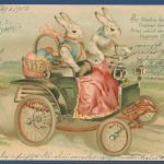 Fröhliche Ostern Hasen im Automobil unterwegs, gelaufen 1902 (AK5602)