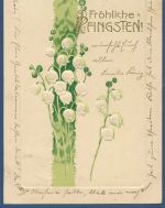 Fröhliche Pfingsten Maiglöckchen Blüten Prägekarte, gelaufen 1905 (AK5615)