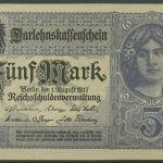 Dt. Reich 5 Mark 1917, DEU-61b Serie Z, fast kassenfrisch (K1469)