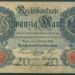 Dt. Reich 20 Mark 1908, DEU-29, gebraucht (K1558)