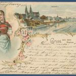 Gruß aus dem Kanton Basel Stadtansicht mit Rheinbrücke, gelaufen 1901 (AK5587)