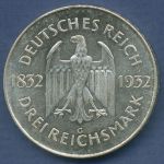 Dt. Reich Weimar 3 Mark 1932 G, Goethe, J 350 fast vz (m6883)