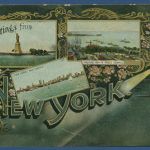 New York Freiheitsstatue Manhatten von Hoboken gesehen, gelaufen 1908 (AK5534)