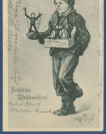 Fröhliche Weihnachten Junge mit Bauchladen, gelaufen 1905 nach Italien (AK5719)