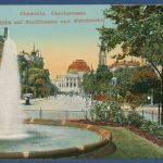 Chemnitz Carolastraße Blick auf Theater und Petrikirche, gelaufen 1912 (AK5881)