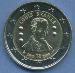 Belgien 2 Euro 2009 Louis Braille, vz/st (m4893)