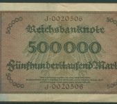 Dt. Reich 500000 Mark 1923, DEU-99a, Serie J, gebraucht (K1771)