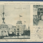 Düsseldorf Ausstellungs-Postkarte Pavillon Krupp, gelaufen 1902 (AK1286)
