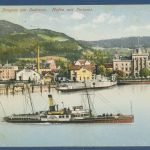 Bregenz am Bodensee Hafen mit Postamt, gelaufen, Marke fehlt (AK5861)