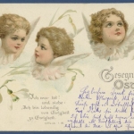Gesegnete Ostern Engel, gelaufen 1900, Marke fehlt (AK1740)