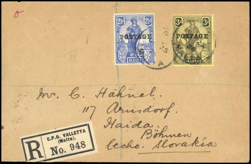 1926, Malta, 106, 107, Brief