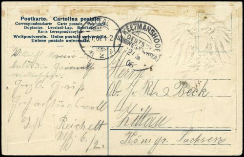 1896, Deutsche Kolonien Südwestafrika, Brief
