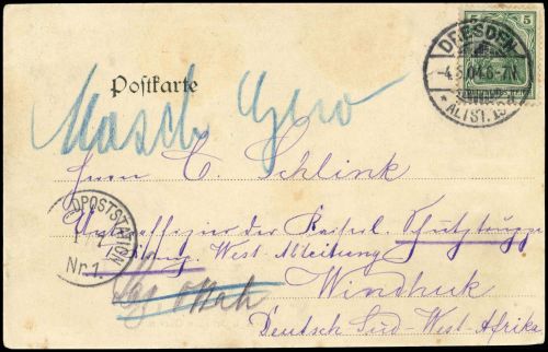 1904, Deutsche Kolonien Südwestafrika, Brief