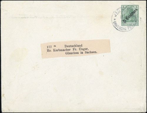 1908, Deutsche Auslandspost Türkei, U 5, Brief