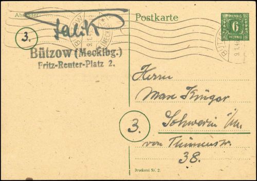 1945, SBZ Mecklenburg Vorpommern, P 5, Brief