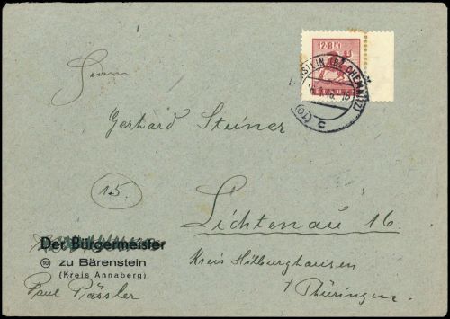 1946, Deutsche Lokalausgabe Plauen, 5 Rand, Brief
