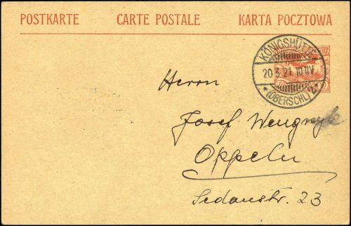 1921, Oberschlesien, P 3, Brief