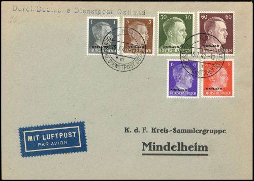 1942, Deutsche Besetzung II. WK Ostland, 14, 17 u.a., Brief