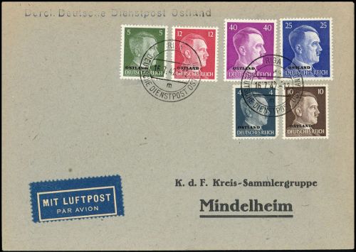 1942, Deutsche Besetzung II. WK Ostland, 13, 15 u.a., Brief