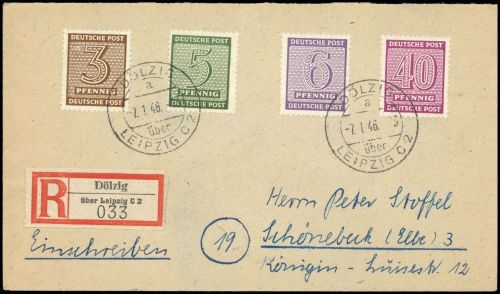 1946, SBZ Westsachsen, 136 X u.a., Brief