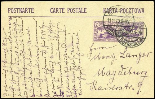 1920, Oberschlesien, P 4 u.a., Brief