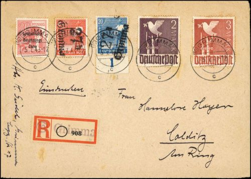 1948, SBZ Handstempel Bezirk 27, 168, 173 V u.a., Brief