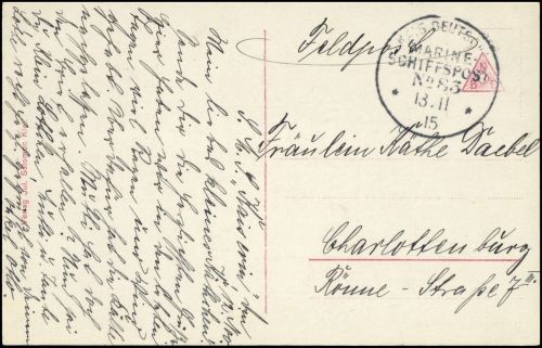 1915, Deutsche Marine Schiffspost, MSP 83, Brief