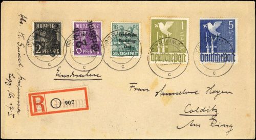 1948, SBZ Handstempel Bezirk 27, 166-67 V u.a., Brief