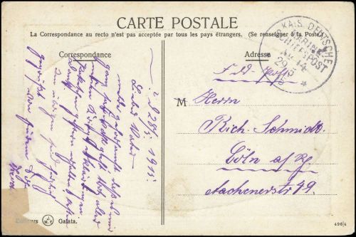 1915, Deutsche Marine Schiffspost, MSP 14 , Brief