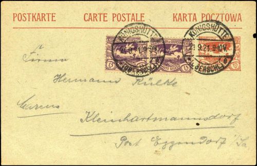 1921, Oberschlesien, P 3 u.a., Brief