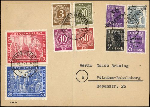 1948, SBZ Handstempel Bezirk 36, 167, 170 VII u.a., Brief
