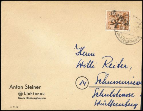 1948, SBZ Handstempel Bezirk 16, 174 III, Brief