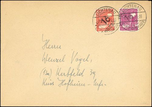 1948, SBZ Handstempel Bezirk 16, 177 III, 168 III, Brief