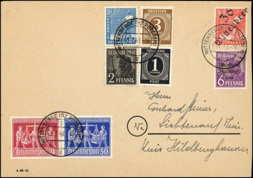 1948, SBZ Handstempel Bezirk 36, 168 VII u.a., Brief