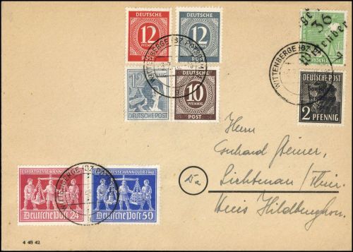 1948, SBZ Handstempel Bezirk 36, 169 VII u.a., Brief
