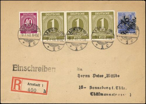 1948, SBZ Handstempel Bezirk 16, 178 III u.a., Brief