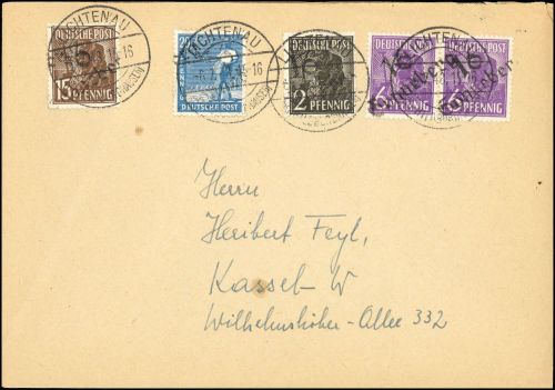 1948, SBZ Handstempel Bezirk 16, 171 III u.a., Brief