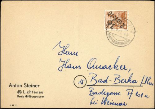 1948, SBZ Handstempel Bezirk 16, 174 III, Brief