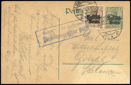 1915, Deutsche Besetzung I. WK Polen, P 1 u.a., Brief