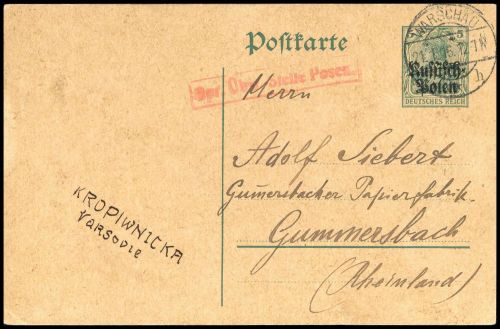 1916, Deutsche Besetzung I. WK Polen, P 1 , Brief