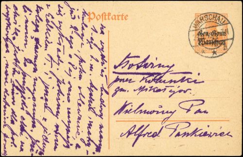 1918, Deutsche Besetzung I. WK Polen, P 5, Brief