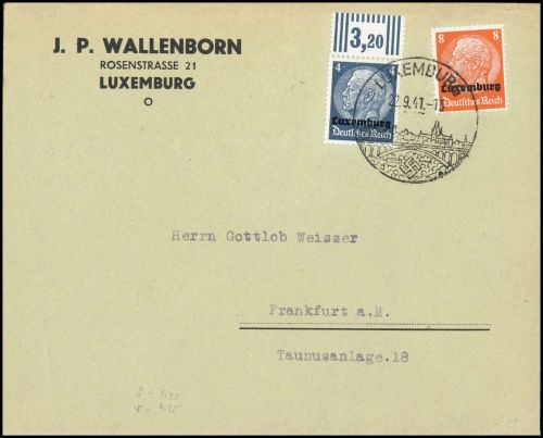 1941, Deutsche Besetzung II. WK Luxemburg, 2 OR u.a., Brief