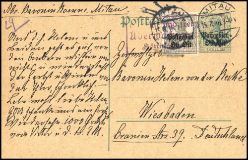 1916, Deutsche Besetzung I. WK Postgebiet Ober Ost, P 1 u.a. , ...
