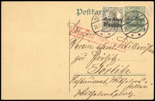 1916, Deutsche Besetzung I. WK Polen, P 3 u.a., Brief