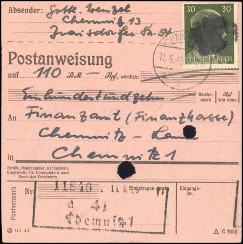 1945, SBZ Bundesland Sachsen, AP 794 I (2), Brief