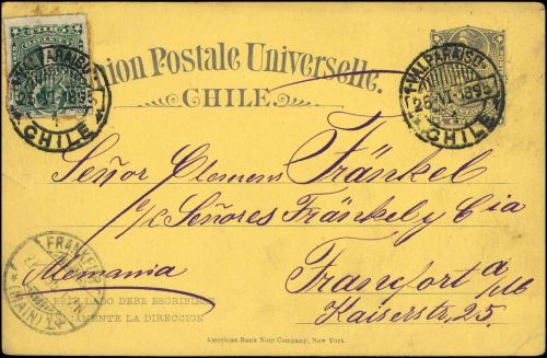 1884, Chile, P 9 u.a., Brief
