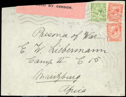 1916, Südafrika, 2-3 A, Brief