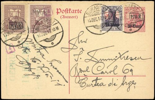 1917, Deutsche Besetzung I. WK Rumänien, 1, ZZ 2, 4, P 2 A, Brief