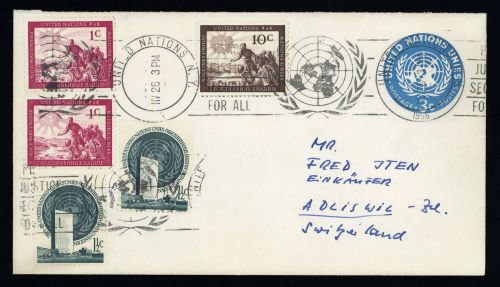 1956, UNO New York, 1-2, 6 u.a., Brief