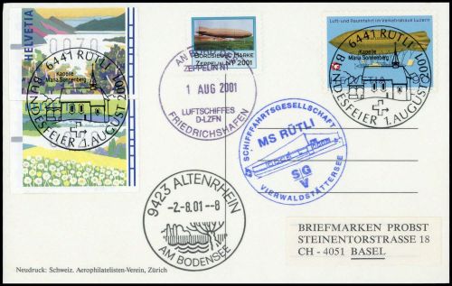 2001, Zeppelin,Zeppelinpost NT, LZ07 D-LZFN, Brief